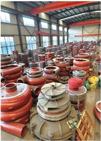 Wear parts and pump components stored ready for dispatch